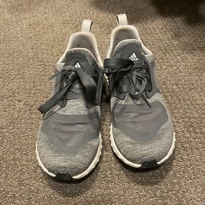 Adidas gray and white running shoes